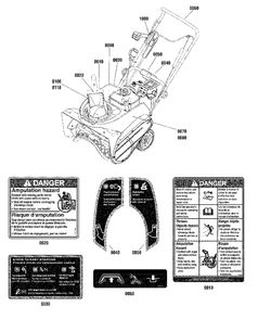 Decals Group Diagram and Parts List for SS22E (1696314-00)(2012) Briggs and Stratton Snow Blower